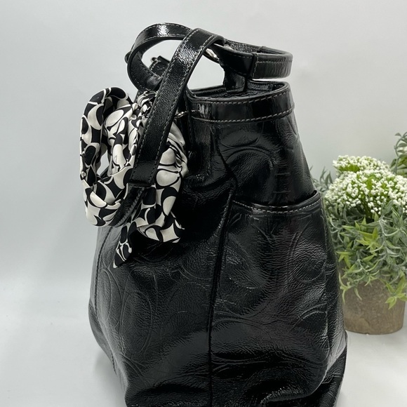 Authentic Coach Black Signature Embossed Patent leather N/S Gallery Tote F19818 - Picture 14 of 16